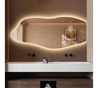 Decmiroor Specchio da Bagno Irregolare con Luce LED, 60 * 120cm Grand Specchio Asimmetrico da Parete, Illuminato Specchio Vanity a 3 Colori, Dimmerabile, Anti Nebbia(RIGHT-CUT,47.2 * 23.6inch)