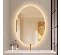 Decmiroor Specchio da Bagno Ovale 90x70cm Specchio da Parete con Illuminazione a LED Regolabile Tricolore Specchio Anti-Appannamento Specchio Decorativo con Luce(24x32inch/60x80cm)