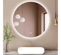 Decmiroor Specchio da Bagno Retroilluminato, 100/110cm Rotondo LED Specchio da Parete con Luci Naturale/Bianco/Caldo, 80/90cm Specchio Bagno Anti-Nebbia Dimmerabile, Interruttore Touch(Dia 100cm/40)