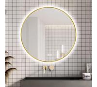 Decmiroor Specchio da Parete Illuminato a LED da Rotondo 50-110cm, Anti-Nebbia Specchio Cosmetico per Bagno, 3 Colori Dimmerabile, Cornice in Metallo(Backlight,70cm/28)