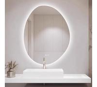 Decmiroor Specchio da Parete Ovale Irregolare, Specchio Bagno Asimmetrico con Luce LED, Specchio Retroilluminato, Dimmerabile a 3 Colori, Antiappannamento(60 * 80cm)