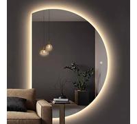 Decmiroor Specchio LED a 3 Colori a Mezza Luna 90*130cm Specchio Semicerchio for Trucco Intelligente Dimmerabile Anti-Appannamento Specchio da Parete Grande Specchio Decorativo for l'ingresso(R,100cm)