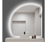Decmiroor Specchio LED a 3 Colori a Semicerchio, Anti-Nebbia Specchio Bagno for Trucco, Intelligente Dimmerabile Specchio Decorativo a Parete 70-110CM(LEFT,80 * 80cm)