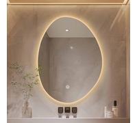 Decmiroor Specchio LED a Goccia con Luce 3 Colori Dimmerabili, Specchio da Bagno Retroilluminato, Asimmetrico Specchio Vanity da Parete, Controllo Tattile(19.7 * 27.6in)