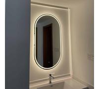 Decmiroor Specchio LED Bagno, 90/100cm Moderno Specchio Cosmetico con Illuminazione Dimmerabile, Anti-Appannamento, 130cm Ovale Specchio Decorativo da Parete, Frontale Luce e Retroilluminato(36x24inch