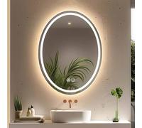 Decmiroor Specchio LED Bagno, Ovale Specchio da Bagno, Specchio Trucco con Luce, Anti-Nebbia, Dimmerabile, Frontale Luce e Retroilluminato, Montato a Parete, 75x100cm(16x24inch/40x60cm)