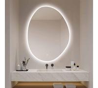 Decmiroor Specchio LED Irregolare 90 * 70 cm, Specchio da Bagno con Illuminazione Dimmerabile, Specchio Vanity da Parete Asimmetrico, 3 Colori Retroilluminato(90 * 70cm)