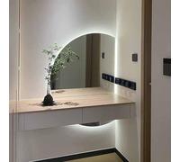 Decmiroor Specchio LED Semicerchio per Bagno, Specchio a Figura Intera a Parete Mezza Luna, Dimmerabile 3 Colori di Retroilluminato, Anti-Appannamento, 130 * 90 cm(Left circle,43x28in)