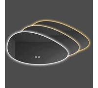 Decmiroor Specchio Ovale Illuminato a LED a 3 Colori, Irregolare Specchio Retroilluminato a Parete, Dimmerabile Anti-Nebbia Specchio di Vanità con Interruttore Touch(60cmx120cm)