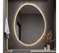 Decmiroor Specchio Ovale Illuminato a LED, Specchio Decorativo a Forma di Goccia d'Acqua, Specchio Bagno Retroilluminato, 3 Colori Dimmerabile, Anti-Nebbia(75 * 100cm)