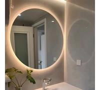 Decmiroor Specchio Rotondo Illuminato a LED, 100x100cm Specchio da Bagno da Parete con Luci Dimmerabile, Specchio Bagno Retroilluminato con Interruttore Tattile, Anti-Nebbia, per Rasatura Trucco(20in/