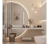 Decmiroor Specchio Semicerchio a LED Intelligente Specchio da Bagno con Anti-Appannamento, Dimmerabile, 3 Colori Retroilluminato, con Touch, Antideflagrante(Right,130x90cm)