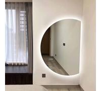 Decmiroor Specchio Semicerchio Illuminato a LED, Specchio da Parete da Bagno 130 x 90cm, Dimmerabile Specchio Trucco, Anti nebbia, 3000K/4000K/6000K(Left,47x32inch)