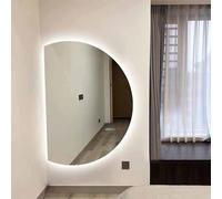 Decmiroor Specchio Semicerchio Illuminato a LED, Specchio da Parete da Bagno 130 x 90cm, Dimmerabile Specchio Trucco, Anti nebbia, 3000K/4000K/6000K(Right,47x32inch)