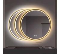 Decmiroor Specchio Trucco da Parete con Luce LED, Rotondo Specchio Illuminato da Bagno con Interruttore Touch, Φ 50-100 cm, Anti-Nebbia, 3 Temperature di Colore(28"/70cm)
