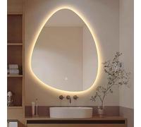 Decmiroor Specchio Vanity Bagno Irregolare con Luce LED, 3 Colori Retroilluminato Regolabile, Specchio Decorativo a Forma di Goccia D'acqua Montaggio a Parete(29.5" Wx39.4L)