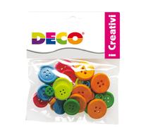DECO - 12027 - Bottoni - in legno - colori neon - Deco - conf. 30 pezzi - 86079 - Conf. da 1 Pz. - 12027