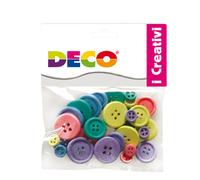DECO - 12028 - Bottoni - in legno - colori pastello - Deco - conf. 30 pezzi - 86080 - Conf. da 1 Pz. - 12028