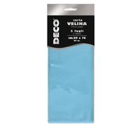DECO - 12283-13 - Carta velina - 20 gr - 50 x 76 cm - azzurro - Deco - busta 5 fogli - 89120 - Conf. da 1 Pz. - 12283-13
