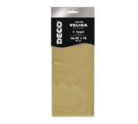 DECO - 12455-1 - Carta velina metallizzata - 20 gr - 50x76 cm - oro - DECO - busta 5 fogli - 91222 - Conf. da 1 Pz. - 12455-1