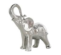 Deco 79 Ceramic Elephant Decorative Sculpture Standing Home Decor Statue, Accent Figurine 10" x 4" x 10", Silver