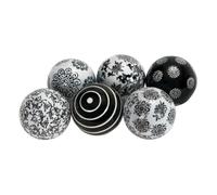 Deco 79 Ceramic Floral Orbs & Vase Filler Glossy Decorative Balls with Varying Patterns and White Accents, Set of 6 3""D, Black