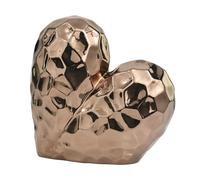 Deco 79 Ceramic Heart Decorative Sculpture Dimensional Angled Origami Inspired Home Decor Statue with Faceted Exterior, Accent Figurine 12" x 6" x 11", Rose Gold