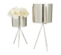 Deco 79 CosmoLiving by Cosmopolitan - Vaso piccolo in metallo con supporto rimovibile, set da 2 5 pollici, larghezza 4 pollici, argento