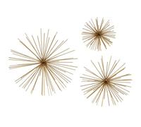 Deco 79 Decorazione da parete 3D Starburst in metallo, set di 3 6", 9", 12" L, Oro