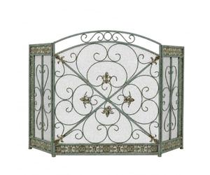 Deco 79 Paravento per caminetto pieghevole in rete metallica a 3 pannelli con motivi Fleur De Lis e volute, 52" x 1" x 31", Nero