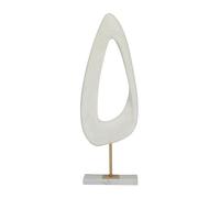 Deco 79 Polystone - Scultura astratta con supporto in marmo, 17,8 x 7,6 x 50,8 cm, colore: Bianco