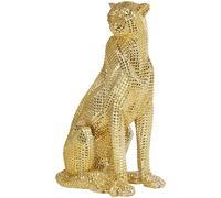 Deco 79 Resin Leopard Decorative Sculpture Sitting Home Decor Statue with Diamond Facet Texture, Accent Figurine 9" x 13" x 21", Gold