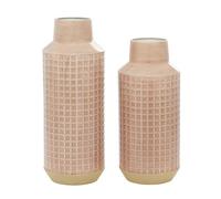 Deco 79 Set di 2 vasi cilindrici in metallo, 35,6 cm, 43,2 cm, colore rosa