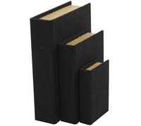 Deco 79 Set di 3 scatole per libri in finto lino, 30,5 cm, 22,9 cm, 15,2 cm, colore nero