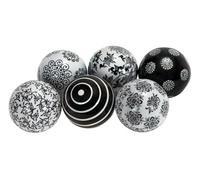 Deco 79 Sfere decorative lucide fatte a mano in ceramica e riempitivo per vasi con motivi variabili, set di 6 3"D, nero