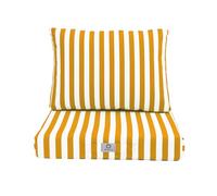 Déco Arts 2 - Cuscino sfoderabile a righe gialle per mobili da giardino, comfort premium, protezione UV, seduta 60 x 60 cm, schienale 35 x 60 cm