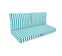 deco arts Cuscini da Esterno per Divano da Giardino, Set 3 Pezzi Tessuto Impermeabile 270 g/m2, Seduta 120x60 + 2 Schienali 60x35 cm, Righe Turchesi