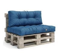 Deco Arts Cuscini per pallet da esterno, per divano e panca da giardino, set da 2 pezzi, spessore 15 cm, seduta 120x80 e schienale 120x40 cm, Blu Petrolio