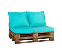 deco arts Cuscini per pallet sfoderabili - Materasso a seduta + schienale per salotto da giardino o panca - Cuscino idrorepellente con fodera rimovibile certificato Oeko-TEX - 120 x 80 cm, blu caraibi