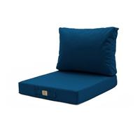 Déco Arts - Set di 2 cuscini per sedia, sfoderabili, per mobili da giardino, comfort premium, protezione UV, seduta 50 x 50 cm, schienale 35 x 50 cm, colore: Blu petrolio