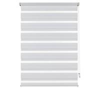 Deco Company, 23-1008 Doppia Tenda a Rullo con Morsetti, Doppio Rullo/Lato oscurato, Trasparentee e Strisce opache, Tutte Parti Montaggio Incluse, Bianco, 85 x 150 cm (LxA)