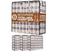 Deco Express Borse Salvaspazio Grandi 107L, 76x59x24 cm, Pack da 4 Borse Trasloco Resistenti Riutilizzabili con Cerniera e Manici, Organizzazione Casa (76 X 59 X 24 CM)