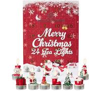 Deco Express Calendario Avvento con Candele 3D 2025, Decorazione Natale 24 Candele Tealight, Set Regalo Donna Uomo 2.5Hr Tempo di Combustione (Lumini Natalizi 3D)