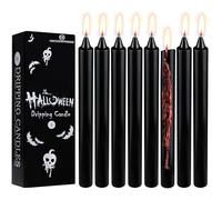 Deco Express Candela Effetto Gocciolante Conico Set da 8 Cera Nera di Halloween Decorazioni Gotiche per Feste Horror 5 Ore Bruciare Candele Alte (Nero Gocciolare)