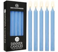 DECO EXPRESS Candele Coniche Set da 15 Candele Rustiche Fatte a Mano Candela Natalizia Durata di Combustione di 9 Ore Senza Profumo (Blu - Confezione da 15)