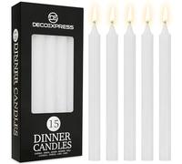 DECO EXPRESS Candele Coniche Set da 15 Candele Rustiche Fatte a Mano Candela Natalizia Durata di Combustione di 9 Ore Senza Profumo (Bianco - Confezione da 15)
