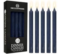 DECO EXPRESS Candele Coniche, Set da 15 Candele Rustiche, Candela Natalizia Durata di Combustione di 9 Ore Senza Profumo (Blu navy - Confezione da 15)