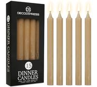 DECO EXPRESS Candele Coniche Set da 15 Candele Rustiche Fatte a Mano Candela Natalizia Durata di Combustione di 9 Ore Senza Profumo (Cappuccino - Confezione da 15)