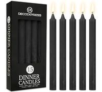 DECO EXPRESS Candele Coniche Set da 15 Candele Rustiche Fatte a Mano Candela Natalizia Durata di Combustione di 9 Ore Senza Profumo (Nero - Confezione da 15)