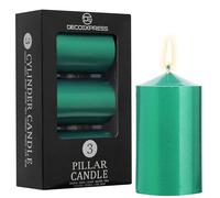 DECO EXPRESS Candele Decorative, Pacco da 3, Durata di Combustione di 30 Ore, Senza Profumo Vari Colori (Salvia metallizzata - Confezione da 3)